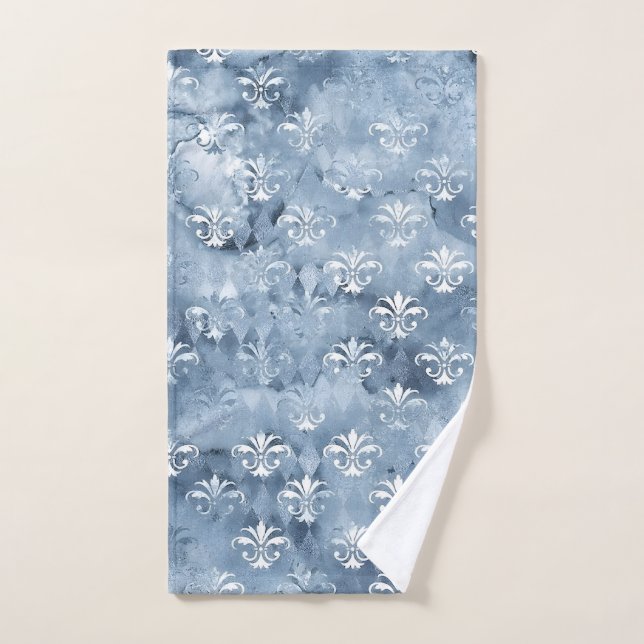Elégant Fleur-de-Lis - Sport bleu Vintage (Serviette à main)