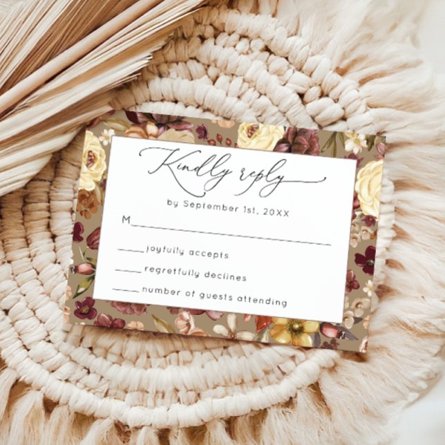 Elégant Fleur sauvage Automne Floral Wedding RSVP (Créateur téléchargé)