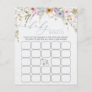Élégant Fleur sauvage Baby Bingo Game Card