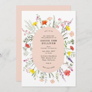 Élégant Fleur sauvage Blush Frame Invitation de di