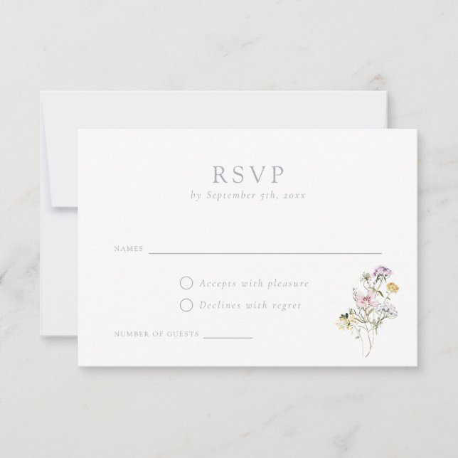 Elégant Fleur sauvage Blush Wedding Carte RSVP (Devant)