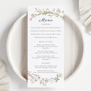 Elégant Fleur sauvage Floral Greenery Mariage Menu