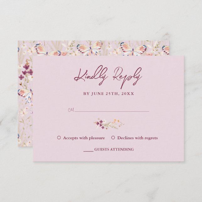 Elégant Fleur sauvage Floral Lavender Anniversaire (Devant / Derrière)