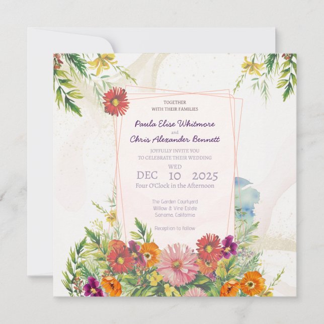Elégant Fleur sauvage Garden Wedding Invitation (Devant)