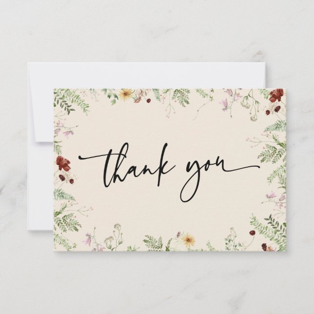 Élégant Fleur sauvage mignon Carte de remerciement (Devant)
