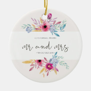 Élégant Fleurs Mariage M & Mme   Ornement en Céram