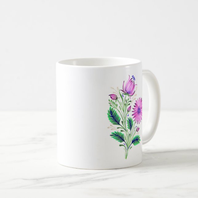 Elégant Fleurs Violettes Mug (Devant droit)
