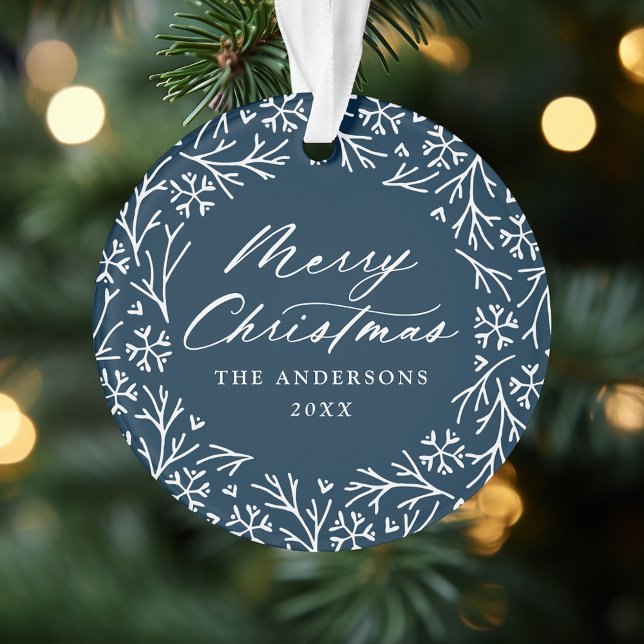 Élégant flocon de neige Wreath Navy photo de Noël (Créateur téléchargé)