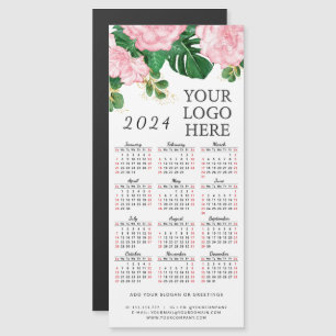 Élégant floral 2024 Calendrier Business Logo Magne