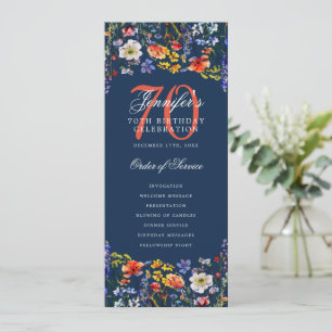 Élégant Floral 70e Anniversaire Programme Marine