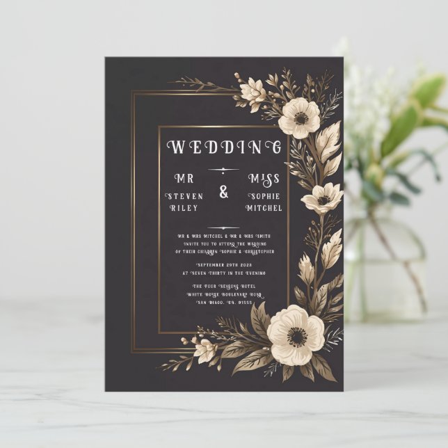 Elégant Floral Abstract Design Invitation (Debout devant)