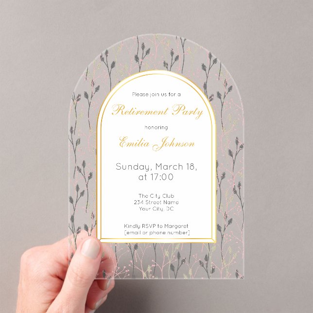 Elegant Floral Arch Retirement Party Invitation (In situ (ordinateur de poche))
