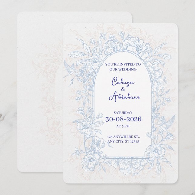 Elegant Floral Arch Wedding Invitation  (Devant / Derrière)