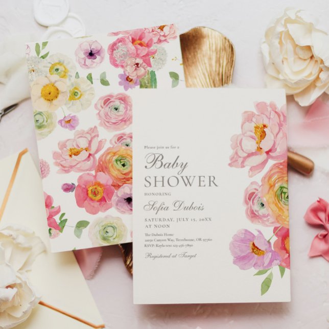 Elegant Floral Baby Shower Invitation (Créateur téléchargé)