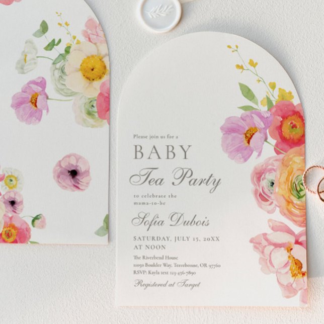 Elegant Floral Baby Shower Tea Party Invitation (Créateur téléchargé)