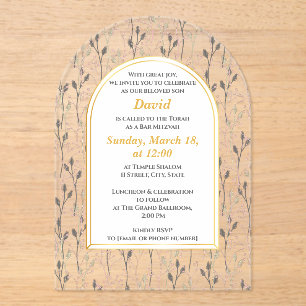 Elégant Floral Bar Mitzvah Invitation