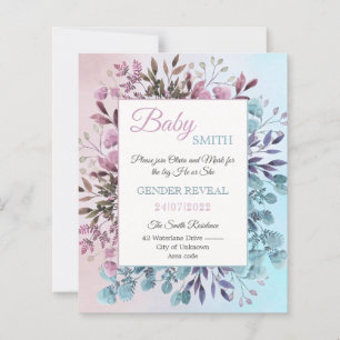 Elégant Floral Blue Rose sexe révéler invitation