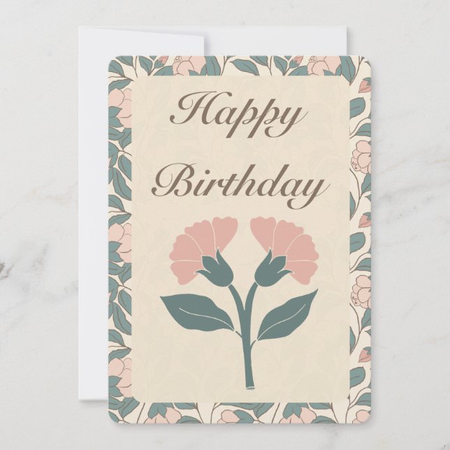 Elégant Floral Bonne carte d'anniversaire (Devant)