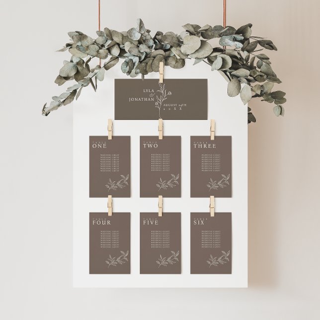 Elégant floral Brown Mariage assis Cartes de graph (Créateur téléchargé)