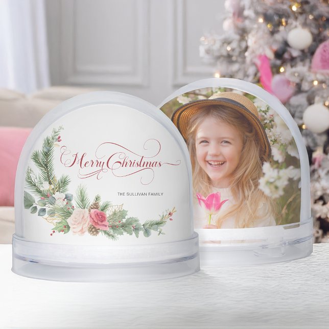Elegant Floral Calligraphy Snow Globe (Créateur téléchargé)