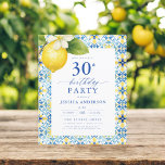 Elégant Floral de citron méditerranéen 30e anniver<br><div class="desc">Célébrez dans le style avec une élégante invitation à fêter un anniversaire de citron méditerranéen. Doté de citrons jaunes vibrants et d'un feuillage verdoyant, ce design évoque le charme de la Méditerranée, parfait pour un événement ensoleillé et sophistiqué. Les accents floraux complexes apportent une touche fraîche et accueillante, tandis que...</div>