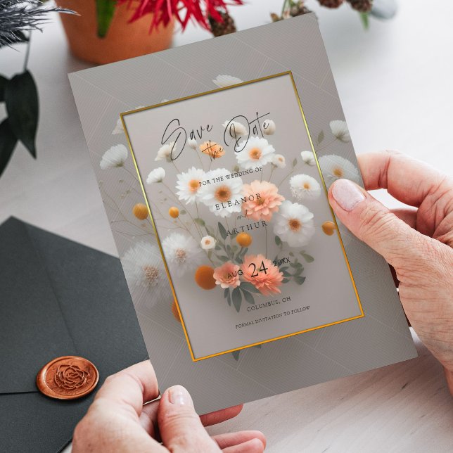 Élégant floral Enregistrer la date - Faire-part de (Elegant Floral Save the Date - Wedding Invitation)