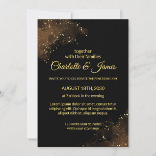 Elégant Floral Floral Black Wedding Invitations