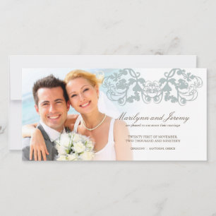 Élégant Floral Flourish Blue Mariage Faire-part