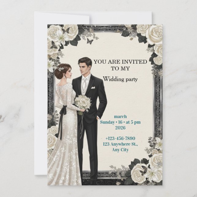 Elegant Floral Garden Custom Wedding Invitation (Devant)