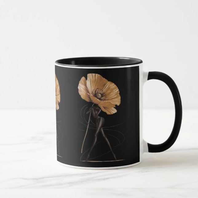 Elegant Floral Goddess Fashion Illustration Mug (Droite)
