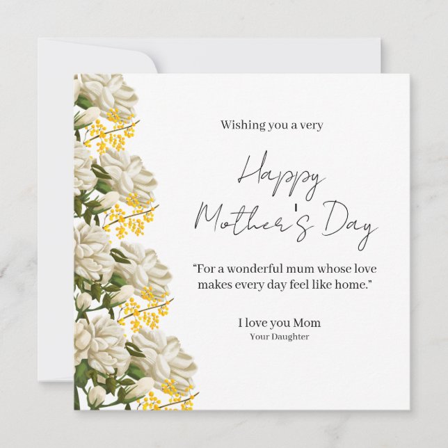 Elegant Floral Happy Mother’s Day Card  (Devant)