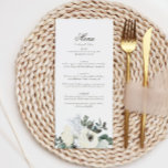 Élégant floral ivoire fleuri Mariage Menu<br><div class="desc">Elevez votre réception de mariage avec notre menu Mariage de fleurs d'ivoire. Ce design sophistiqué présente de délicates fleurs d'ivoire entrelacées d'un feuillage vert doux,  créant une ambiance intemporelle et romantique pour votre journée spéciale.</div>