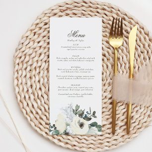 Élégant floral ivoire fleuri Mariage Menu
