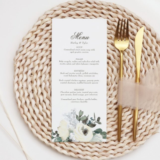 Élégant floral ivoire fleuri Mariage Menu (Créateur téléchargé)