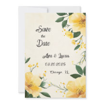 Élégant floral jaune Enregistrer la carte de date