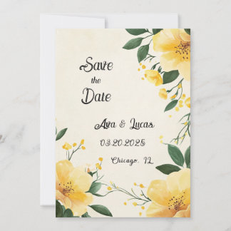 Élégant floral jaune Enregistrer la carte de date