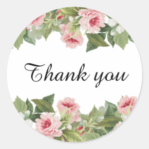 Élégant floral merci sticker avec rose