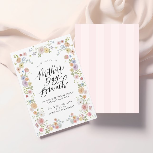 Elégant Floral Mère's Day Brunch Invitation (Elegant floral Mother’s Day brunch invite for spring gatherings and special celebrations | Shop Now!)