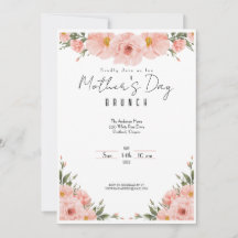 Elégant Floral Mère's Day Brunch Invitation