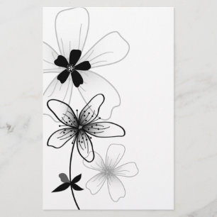 Élégant floral noir et blanc