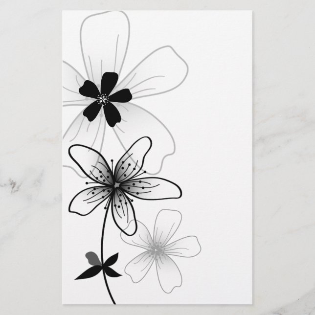 Élégant floral noir et blanc (Devant)