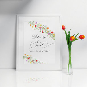 Élégant floral nuptiale l'amour est poster