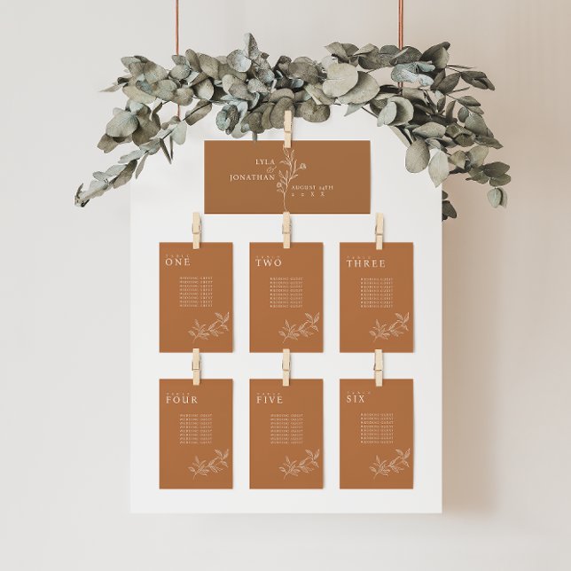 Elégant Floral Orange Mariage Sièges Cartes Graphi (Créateur téléchargé)