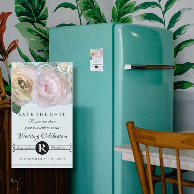 Élégant floral Pastel Fleurs Mariage rose bleu (Créateur téléchargé)