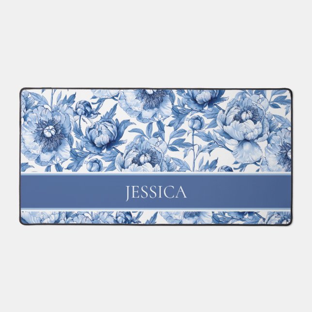 Elegant Floral Pattern Blue and White Chinoiserie (Recto)