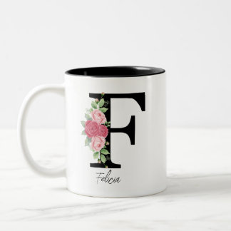 Élégant floral Personnalisé Monogramme Café Mug F