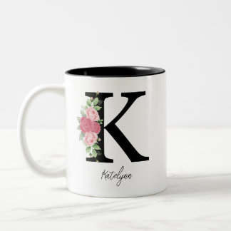 Élégant Floral Personnalisé Monogramme Café Mug K