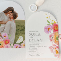 Elegant Floral Photo Wedding Invitation