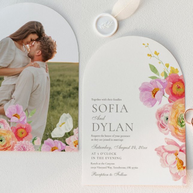 Elegant Floral Photo Wedding Invitation (Créateur téléchargé)