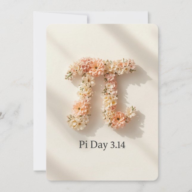 Elegant Floral Pi Day Invitation (Devant)